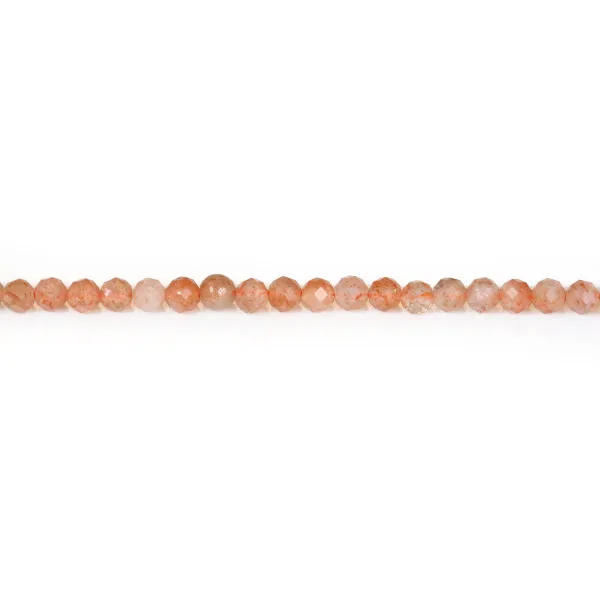 Pierre de soleil, de forme ronde facetté, 3mm x 20pcs