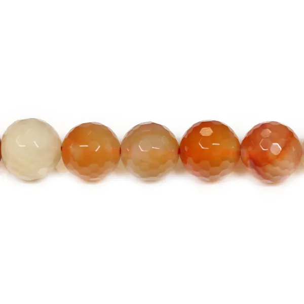 Carneliano, redondo facetado, 12mm x 40cm