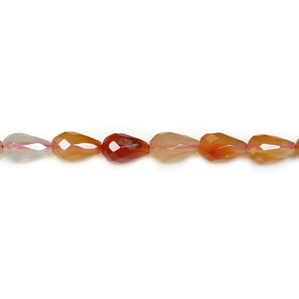 Cornelian faceted drop 6x10mm x 40cm
