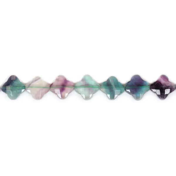 Fluorite trèfle facette 13mm x 40cm