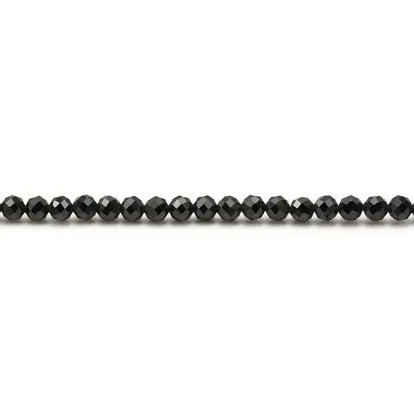Spinelle noir de forme ronde facetté, 3mm x 40cm