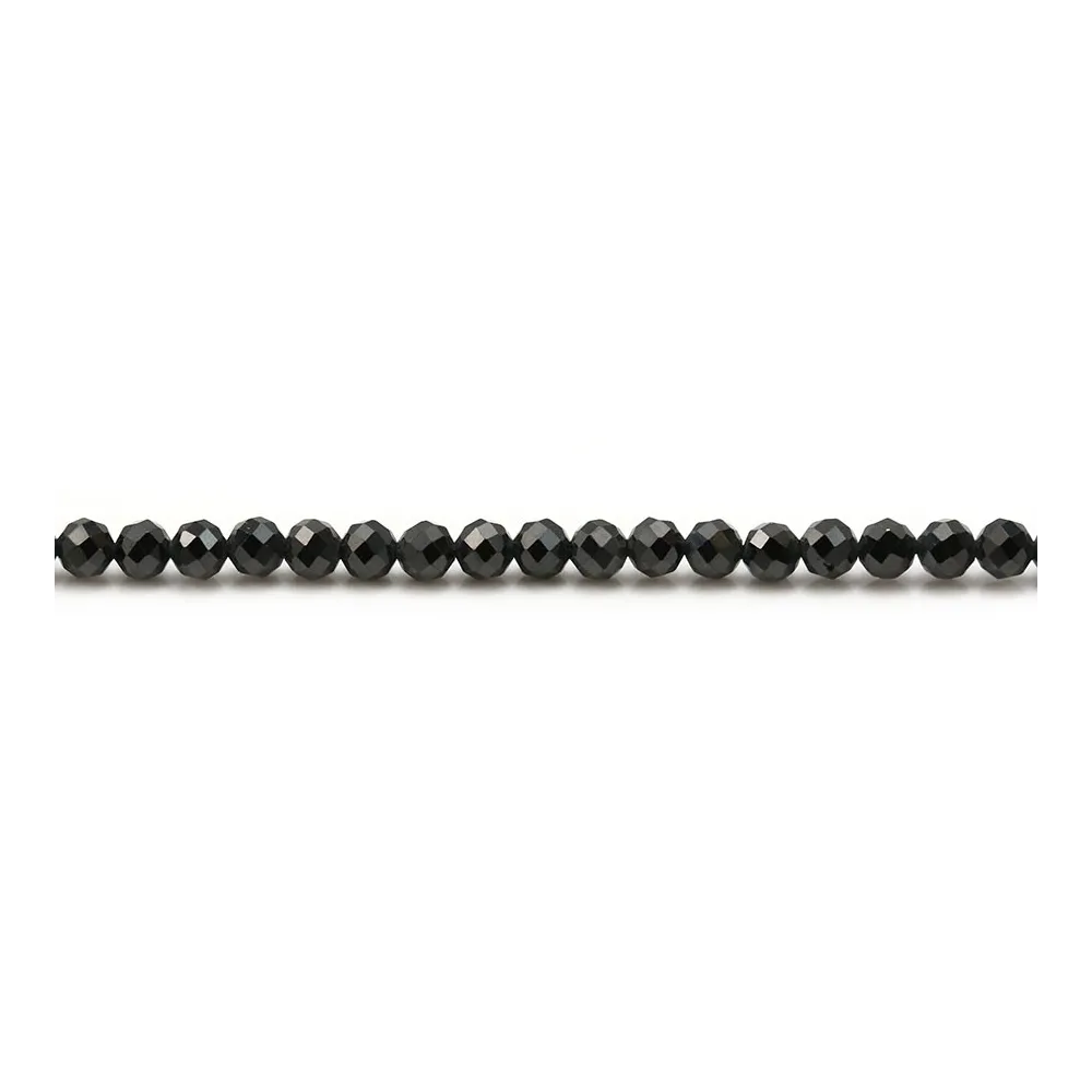 Spinelle noir de forme ronde facetté, 3mm x 40cm