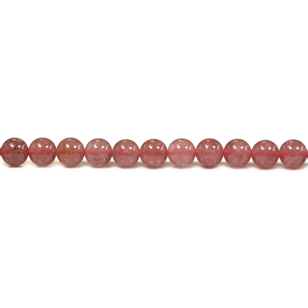Quartz fraise,de forme rond ,6mm x 39cm