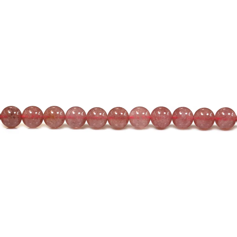 Quartz "strawberry", in round faceted shape, 2.5mm x 39cm