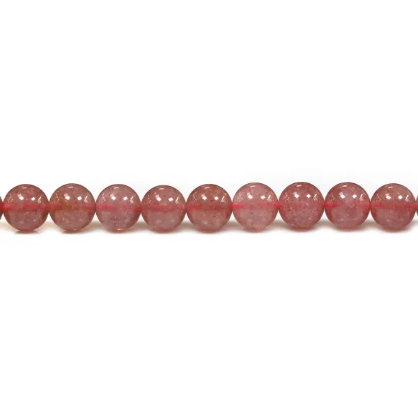 Quartz fraise,de forme rond ,8mm x 39cm