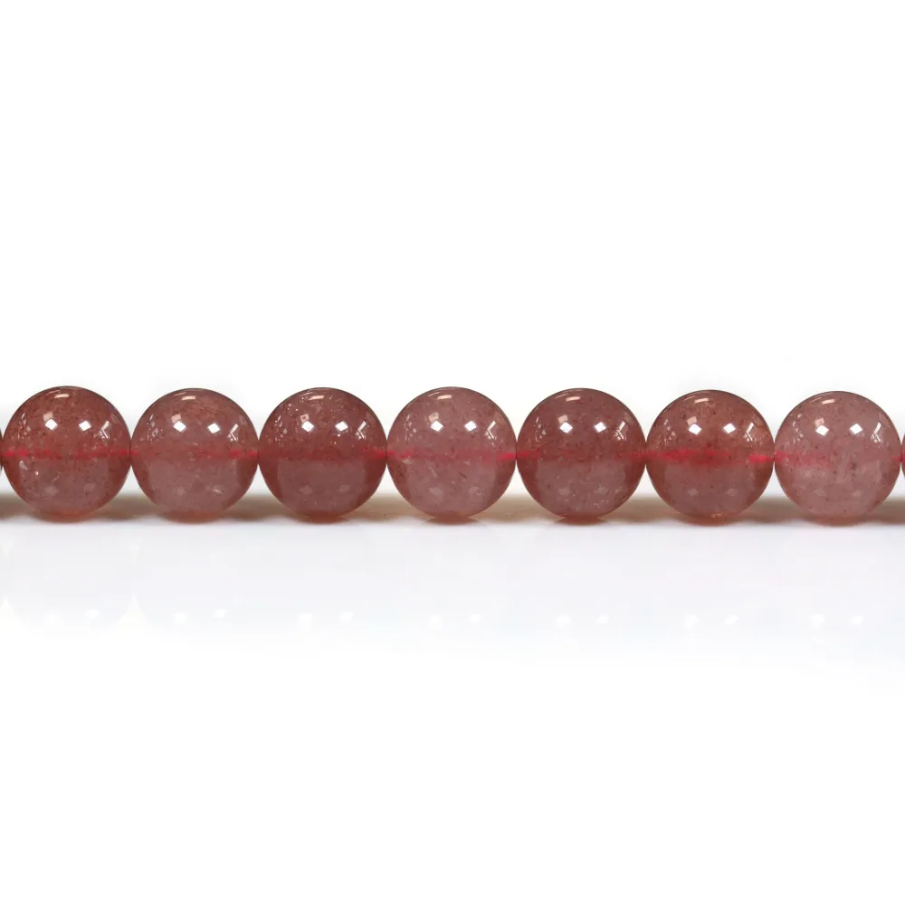 Quartz "strawberry", in round faceted shape, 2.5mm x 39cm
