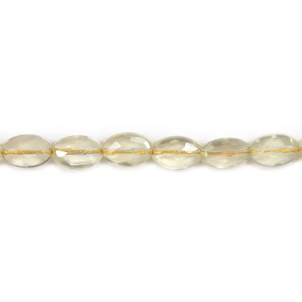 Lemon quartz in yellow color, in oval faceted shape, 8 * 12mm x 40cm