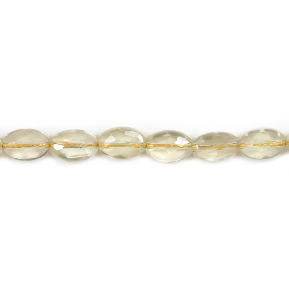 Quartz lemon jaune, de forme ovale facetté, 8 * 12mm x 40cm
