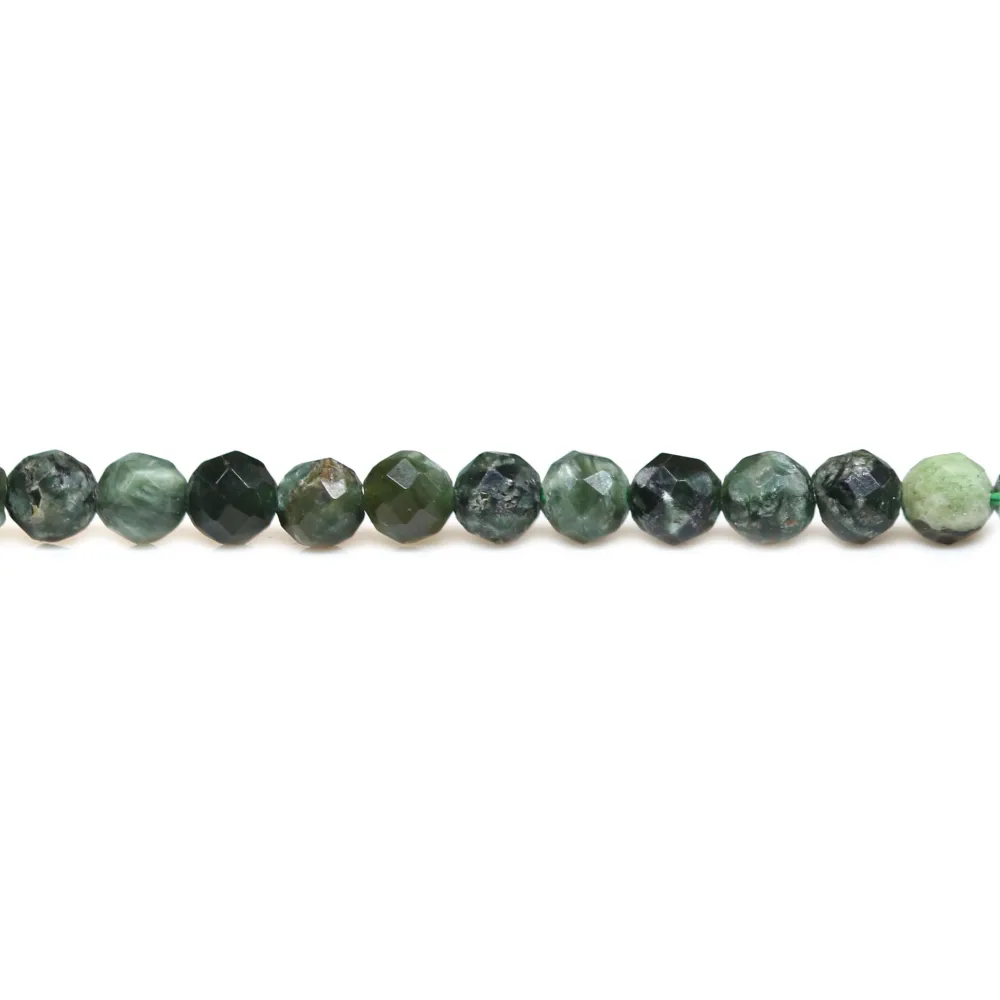 Seraphinite de couleur verte, de forme ronde facette, 4mm x 39cm