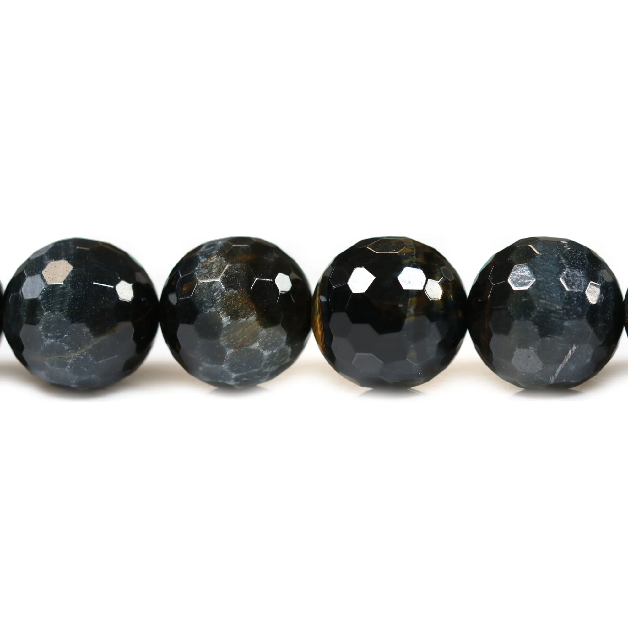 Lot De 2 Perles Oeil De Faucon Facettées 10mm - Perçage 2.5mm - Pierre Naturelle - Origine France - Neuf