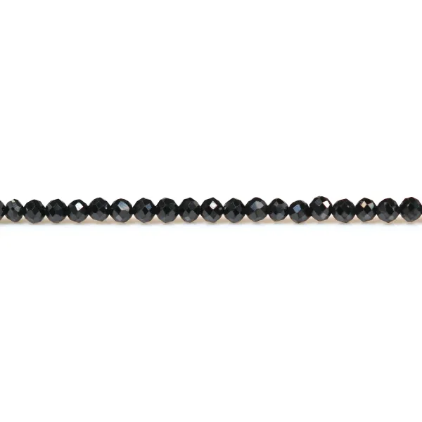 Spinelle noir rond facette 2mm x 34cm