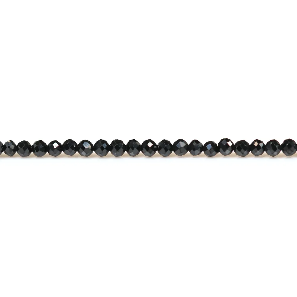 Spinelle noir rond facette 2mm x 34cm