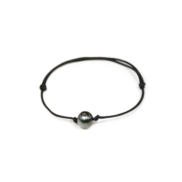 Bracelet en fil de polyester avec perles de culture de Tahiti