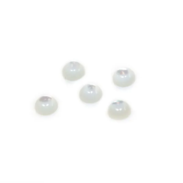 Cabochon de nacre blanche, de forme ronde 5mm x 4pcs