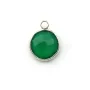 Agate verte ronde facettée sertie sur argent 925 11mm x 1pc