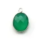 Agate verte ovale facettée sertie sur argent 925 11x13mm x 1pc