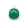 Agate verte en coussin facetté sertie sur argent 925 11mm x 1pc