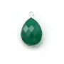 Agate verte goutte facettée sertie sur argent 925 13x17mm x 1pc