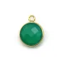 Agate verte ronde facettée sertie sur argent doré 11mm x 1pc