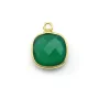 Agate verte coussin facetté sertie sur argent 925 doré à l'or fin 11mm x 1pc