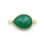 Agate verte goutte facettée à 2 anneaux argent 925 doré à l'or fin 13x17mm x 1pc
