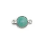Amazonite ronde facettée sertie sur argent  9mm , 2 anneaux x 1pc