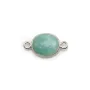 Amazonite ovale facettée sertie sur argent 9x11mm, 2 anneaux x 1pc