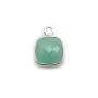 Faceted square Amazonite set in silver 9 mm, 1 ring x 1pc