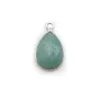 Amazonite goutte  facettée sertie sur argent 11x15mm, un anneau x 1pc