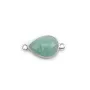 Faceted drop Amazonite set in silver 11x15mm, 2 rings  x 1pc