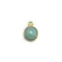 Amazonite ronde facettée sertie sur argent doré 9mm, un anneau x 1pc
