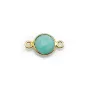 Amazonite ronde facettée sertie sur argent doré 9mm , 2 anneaux x 1pc