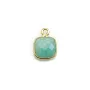 Amazonite carré facettée sertie sur argent 925 doré à l'or fin 9mm, un anneau x 1pc
