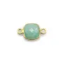 Amazonite carré facettée sertie sur argent doré 9mm, 2 anneaux x 1pc