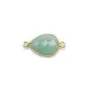 Amazonite goutte  facettée sertie sur argent 925 doré à l'or fin 2 anneaux 11x15mm x 1pc