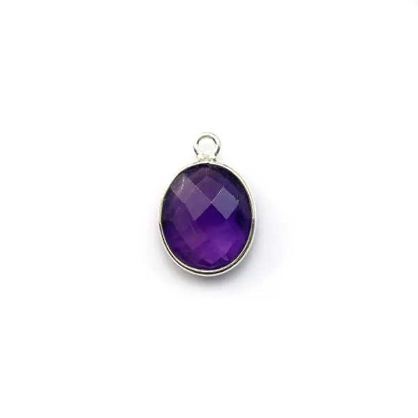 Faceted oval amethyst set in silver 9x11mm, 1 ring x 1pc