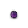Faceted cushion cut amethyst set in silver 11mm, 1 ring x 1pc