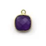 Faceted cushion amethyst set in gold-plated silver 11mm x 1pc