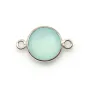 Calcédoine ronde facettée sertie sur argent 925 2 anneaux 11mm x 1pc