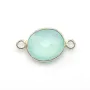 Calcédoine ovale facettée sertie sur argent 925 2 anneaux 11x13mm x 1pc