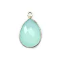 Calcédoine goutte facettée sertie sur argent 925 13x17mm x 1pc