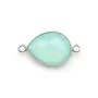 Faceted drop-shape chalcedony set in 925 sterling silver 2 rings 13x17mm x 1pc