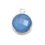 Faceted round chalcedony set in silver 11mm x 1pc