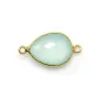 Calcédoine goutte facettée sertie sur argent doré 2 anneaux 13x17mm x 1pc
