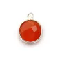 Faceted round carnelian set in sterling silver 11mm x 1pc