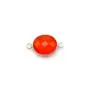 Faceted oval carnelian set in silver 2 rings 11x13mm x1pc