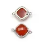Cornaline rhombe serti en argent 925 avec zirconium 15mm x 1pc