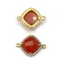 Cornaline rhombe sertie en argent doré avec zirconium 15mm x 1pc