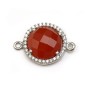 Faceted oval carnelian set in 925 silver with zirconium 13x17mm x 1pc