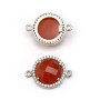Faceted oval carnelian set in 925 silver with zirconium 13x17mm x 1pc